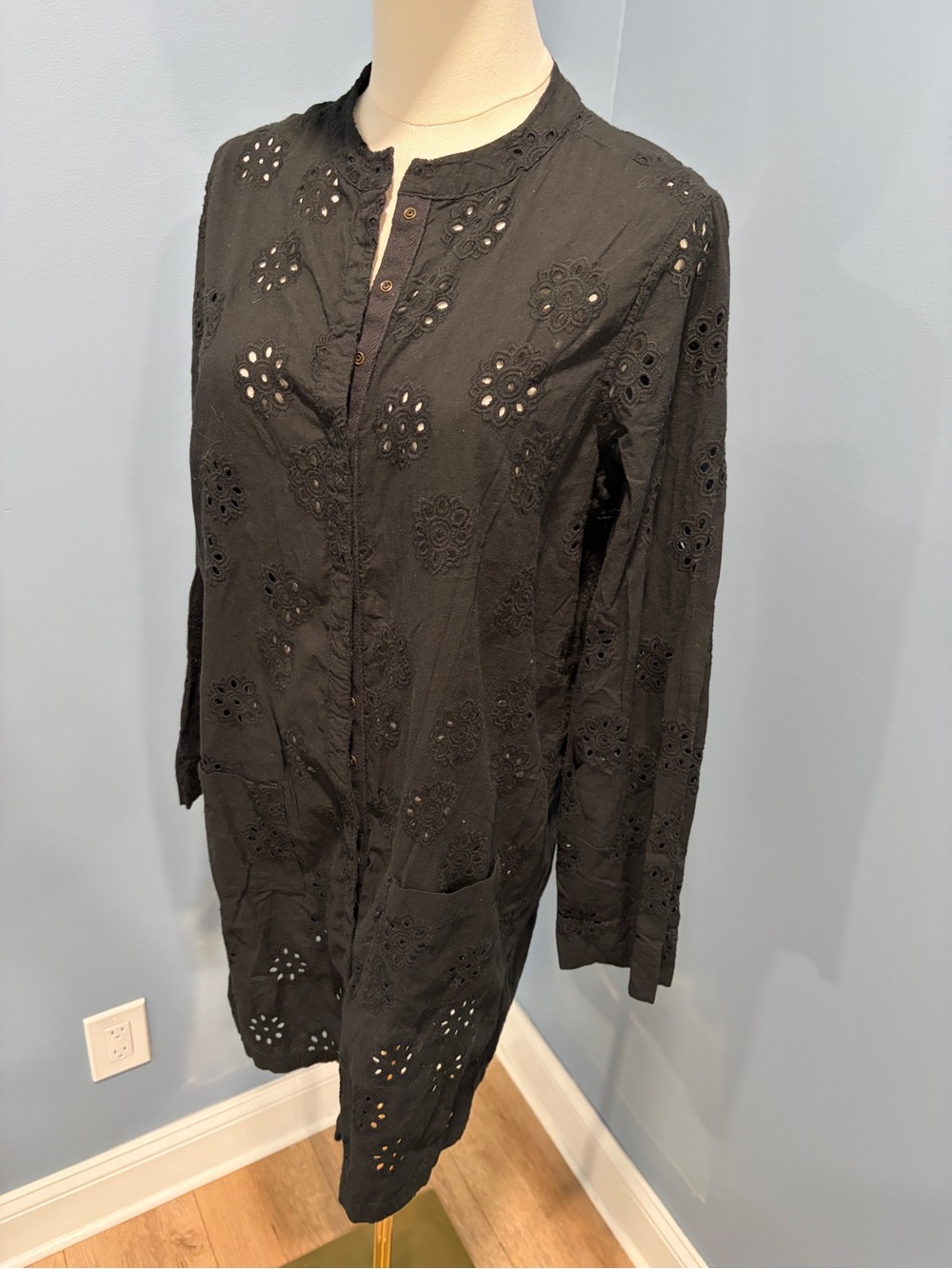 Patrick Robinson for Target Black Eyelet Tunic Dress Cover Up Large